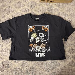 Selfie Women's Black and Grey Crop-top